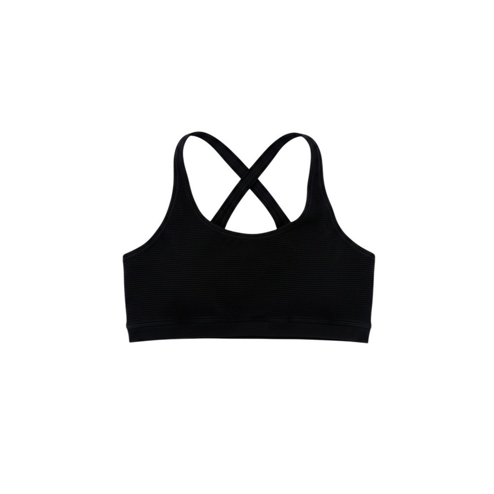 Barry's By NUX Cropped Ribbed Sports Bra Faded Dark Blue Excellent Condition L